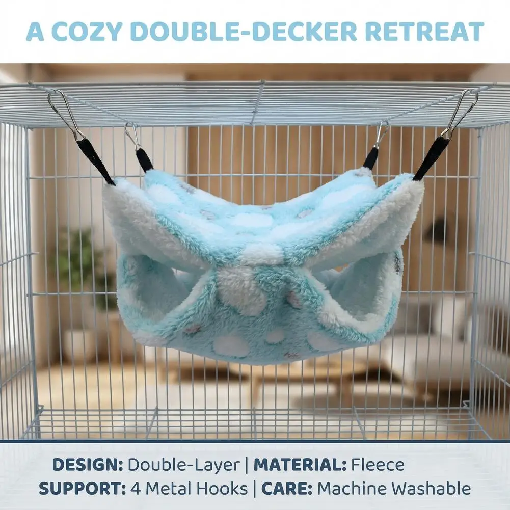 Hamster Hammock Small Pet Hanging Bed Double Warm Thickened Honeybug Flying Squirrel Guinea Pig Hammock Pet Cage Accessories