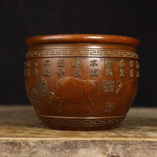 

Pure copper five-cow jar ornaments, Zhaocai town house home study, five-cow copper cornucopia