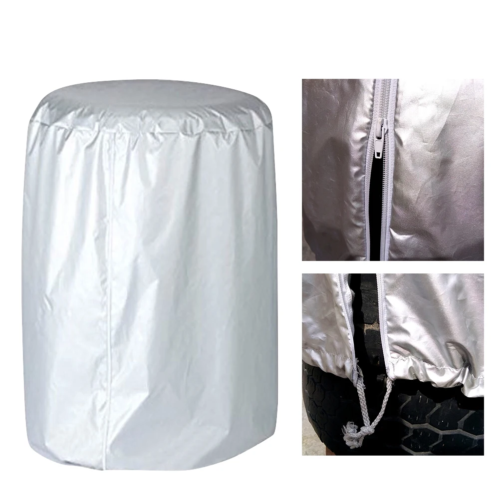 

Car Outdoor Tire Cover Snow Tire Storage Bag Spare Cover Garage Tire Cover Protective Case Size S (Silver)
