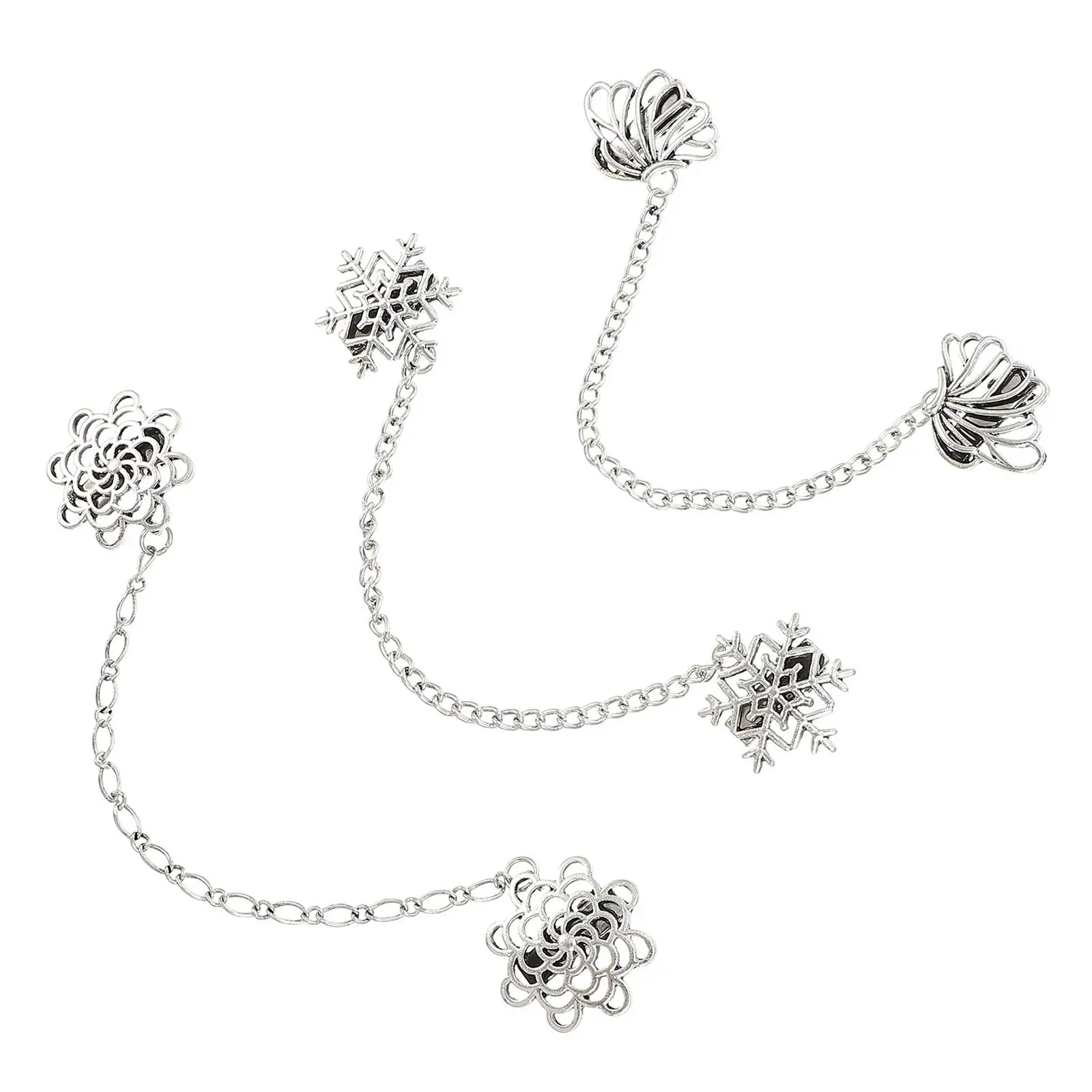 

3 Pcs Suit Chain Corsage Accessories Retro Zinc Alloy Brooch Pins Shirt Collar Decor Shawl Clip ElegantVintage Style