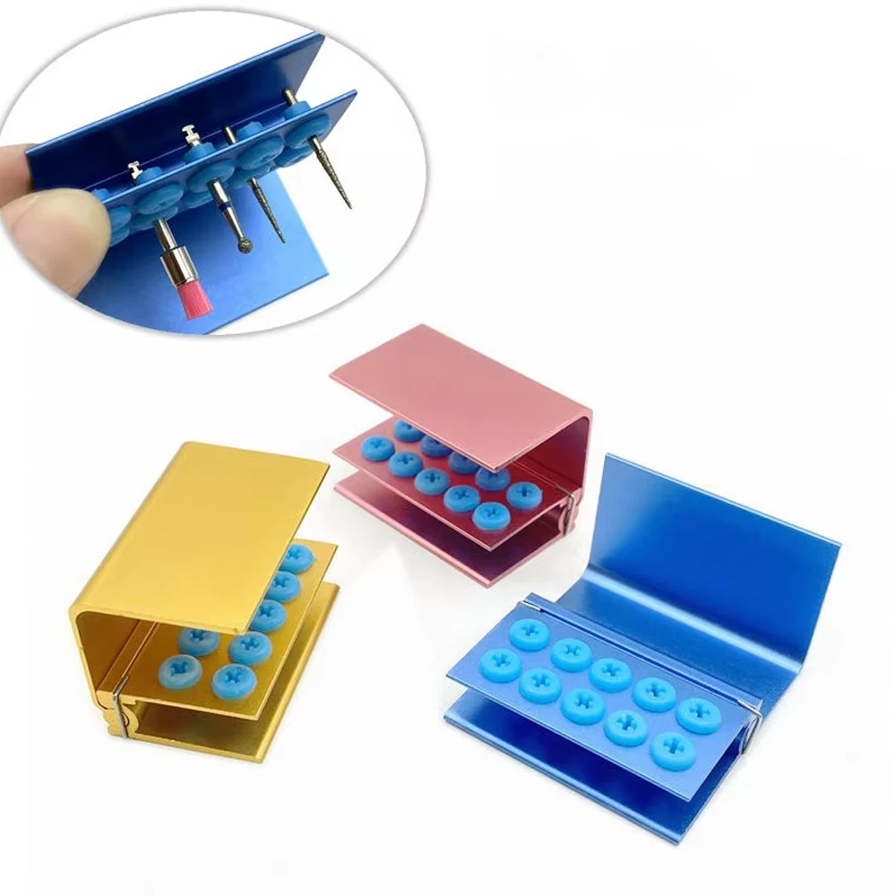 

6 шт., 10 отверстий, держатель для стоматологических боров, чехол для высокоскоростных боров и низкоскоростных боров, автоклавируемый держатель для боров