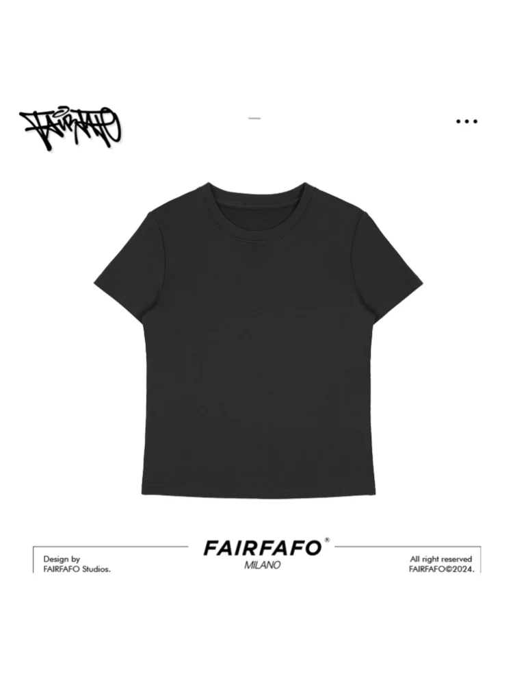 

Fairfo Lin Rou ort Sve Basic Versatile T-irt Cotton Blend Comfortable Fit Summer Wear for Women round Ne DJ24DX043