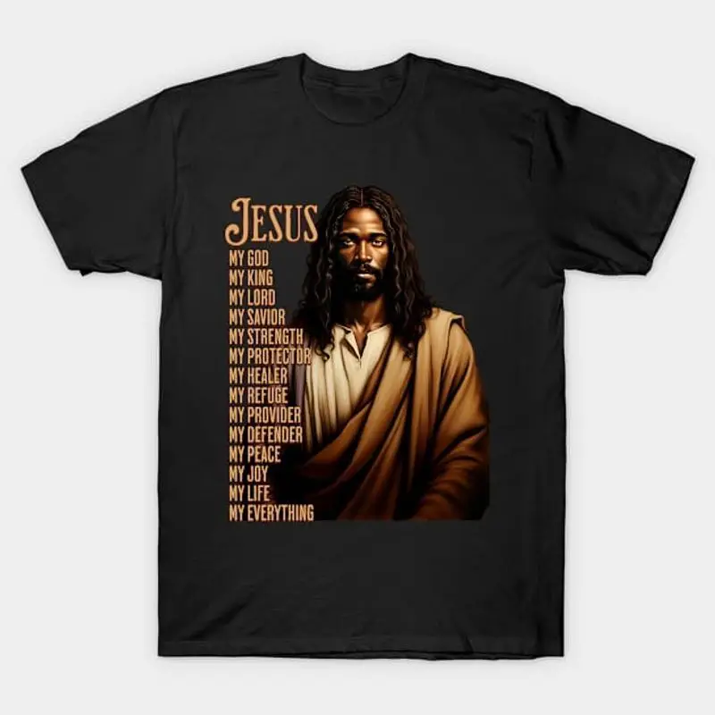 Men's T-shirt Pure cotton Jesus is My Everything Black Jesus Comfortable Men's T-shirt  y2k casual O-neck short sleeved unisex