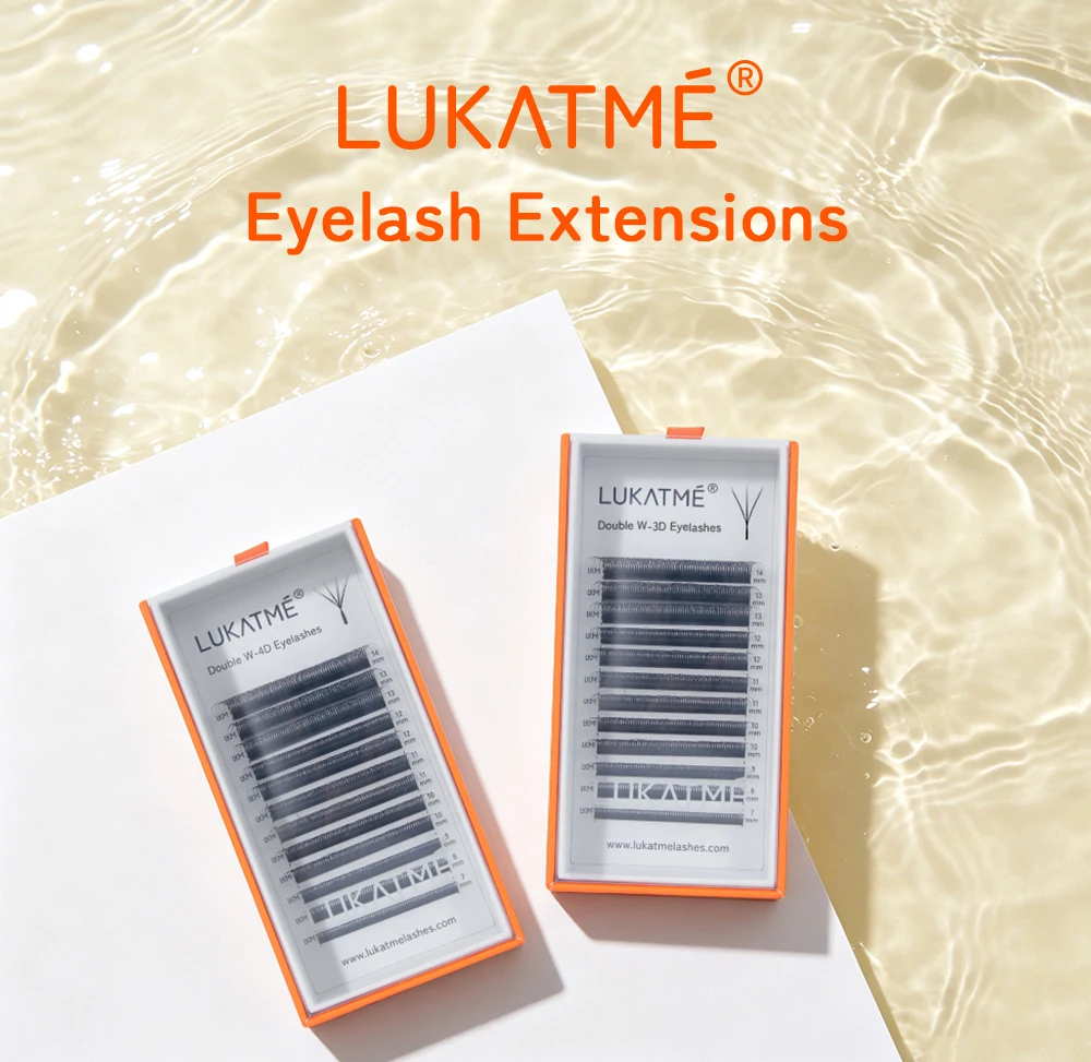LUKATME Doppel 3D 4D W Wimpernverlängerung Mega Volumen BASF Künstliche Wimpern 7-14mm 6D 8D W-Form Voll Dichte Wimpern Doppel 3D 4D W – Detail 1
