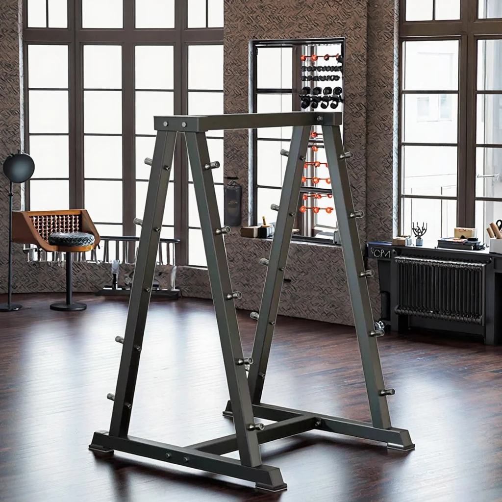 رف أثقال من الفولاذ مكون من 10 قطع معدات تخزين رفع الأثقال في صالة الألعاب الرياضية المنزلية #4