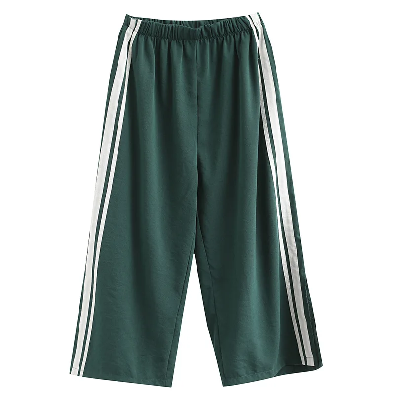 Summer Cropped Wide leg pants women Oversized 5XL 6XL 7XL 8XL pants women green black colors