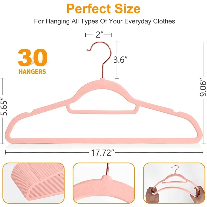 42/45Cm ABS flocking non-slip clothes hanger home clothing store finishing storage rack closet seamless storage clothes hanger