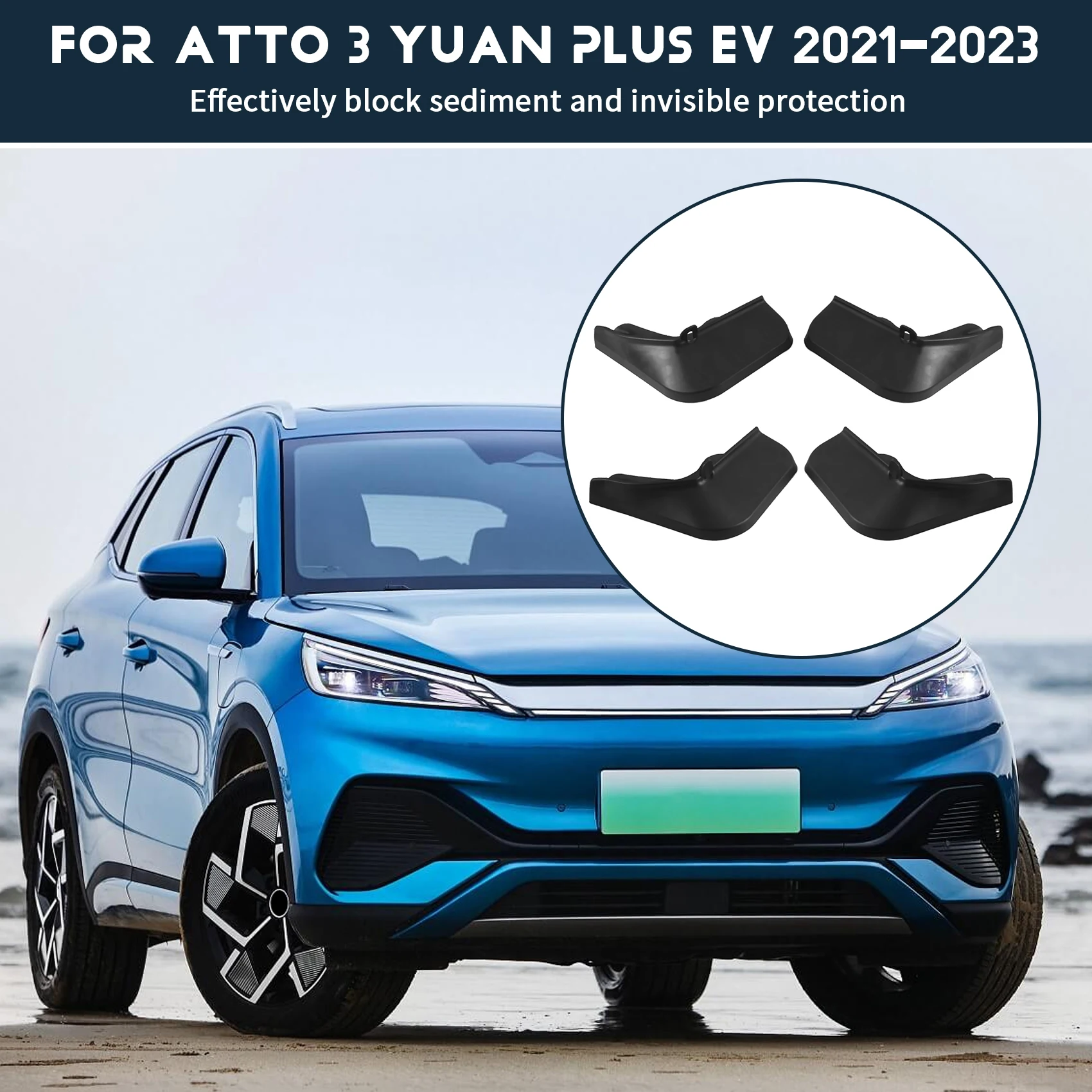 

Брызговики на крыло, брызговики, аксессуары для брызговиков для BYD Atto 3 Yuan Plus EV 2021-2023, черный