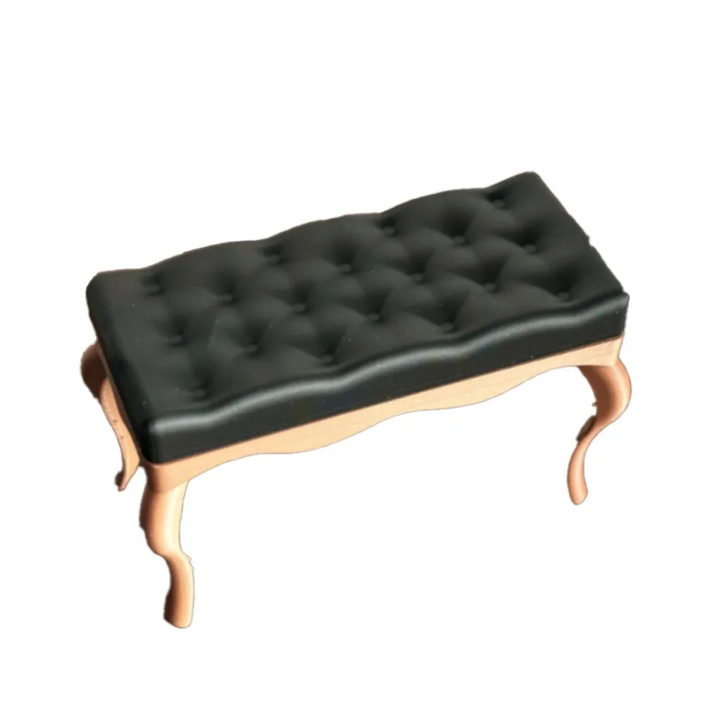 New 1: 12 Dollhouse Furniture Model Seat 90x40x38mm Mini Food and Play Exhibition Seat 2 Colors Simulation Piano Bench Model