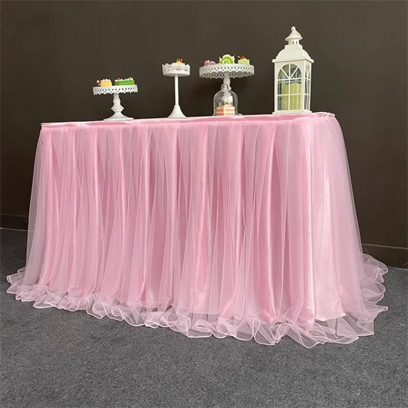 

Tulle Tutu Organza Table Skirt for Party Wedding Home Decoration Birthday Baby Shower Chiffon Gauze Bridal Veil Table Skirting