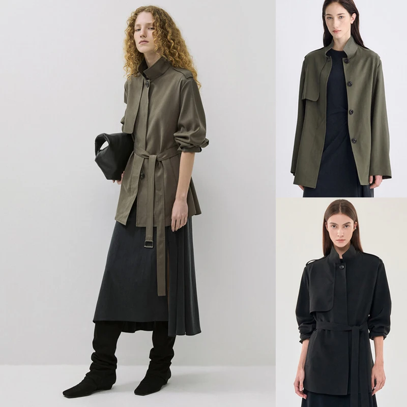 

Женская ветровка Ele ort Sle с воротником-стойкой и одной пуговицей, двухцветная, удобная мода для поездок на работу