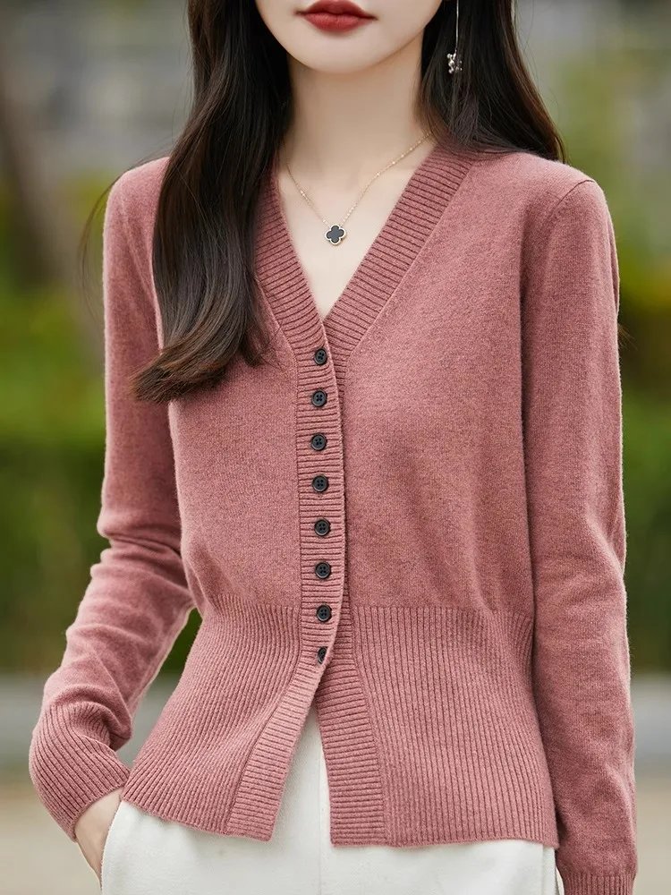 Early Autumn 2024 Women's Knitted Woolen Vest ort Waist-Cinching V-Ne Cardigan Faionable Top Layered Clothing