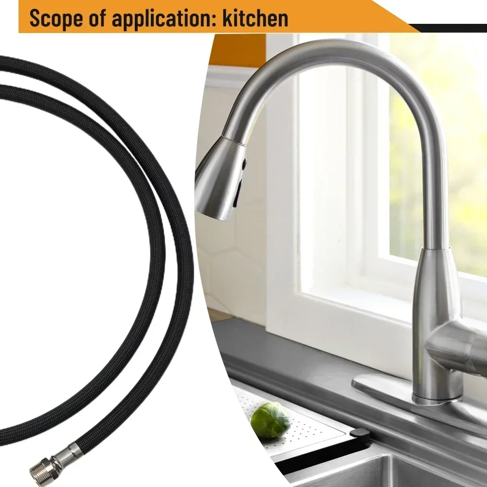 High Quality Tools Shower Hose Part Replacement Nylon Black Flexible For Sink Kitchen Faucet Parts Replacement Tube
