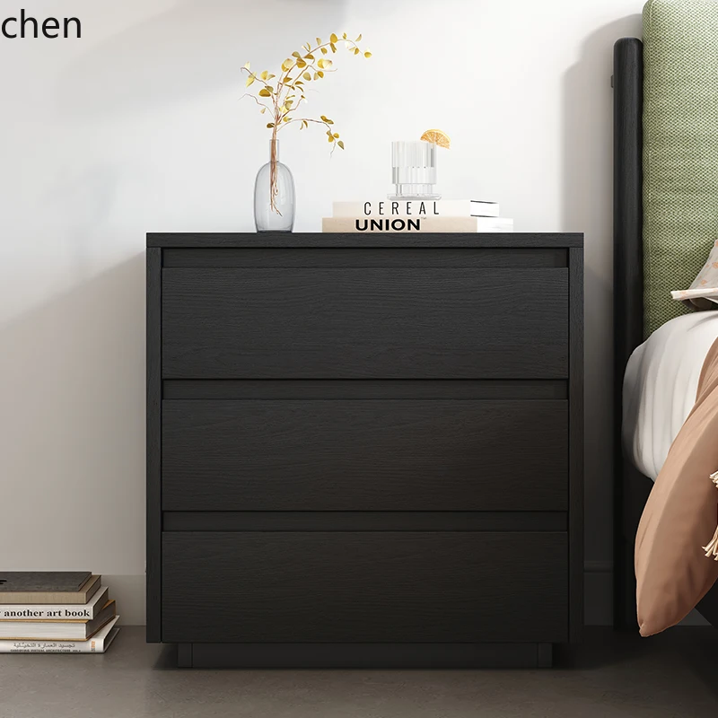ZMLsolid wood simple modern large apartment locker light luxury high sense creative three draw bedside chest