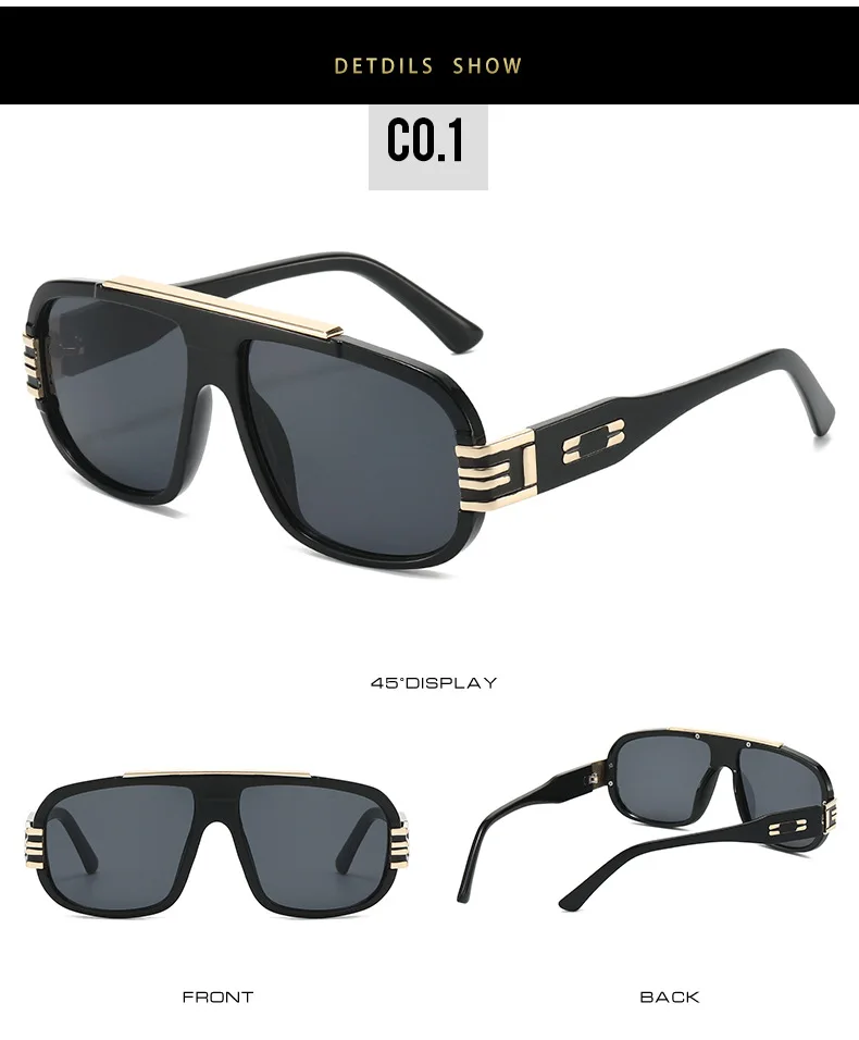 2025 Vintage-Sonnenbrille für Damen, großer Rahmen, Piloten-Punk-Sonnenschutz, Schattierungen, Herren, Strand, Reisen, lässig, Uv400-Sonnenbrille – Detail 7