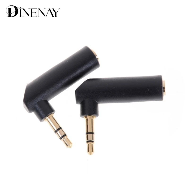 2pcs Gold-plated Connector 3.5 jack Right Angle Female to 3.5mm 3Pole Male Audio Stereo Plug L Shape Jack Adapter Connector