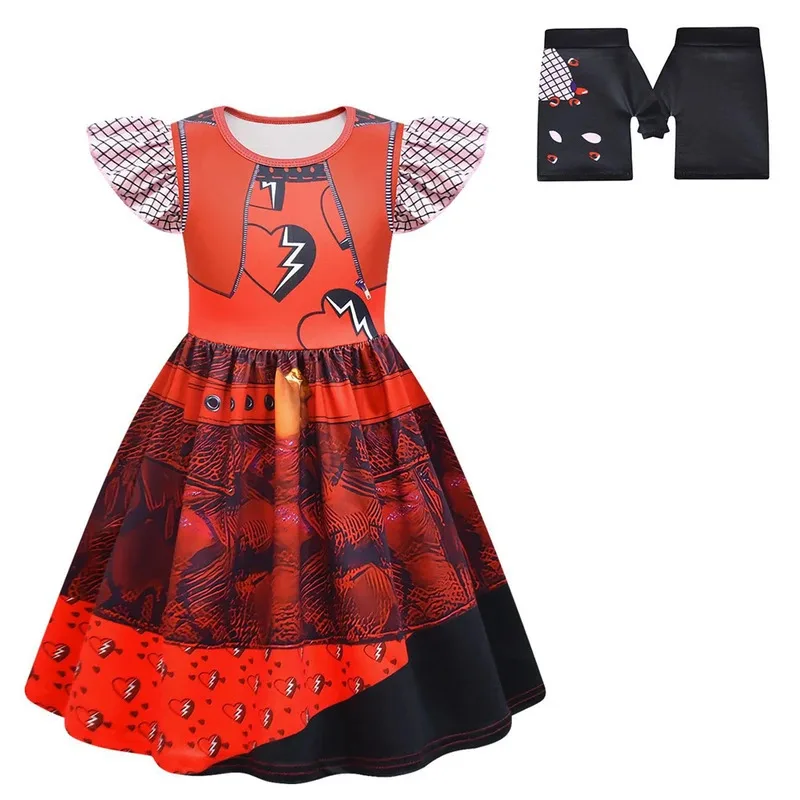 L2025l Halloween películas Descendientes 4 princesa Red Chloe Bridget Cosplay disfraz carnaval fiesta niñas Evie Mal vestido U