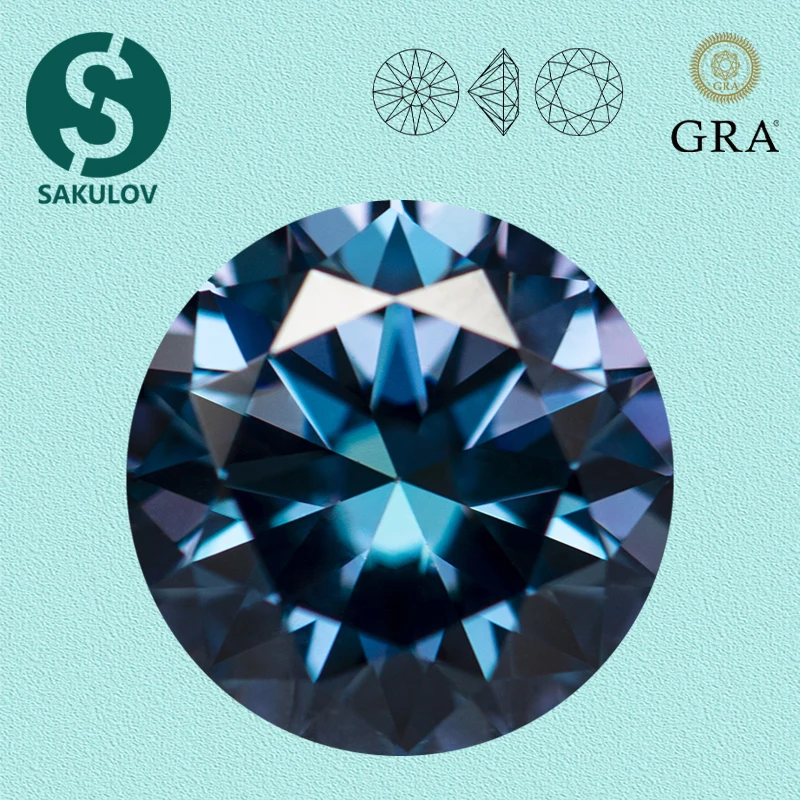 

Sapphire Blue Moissanite Loose Stone Lab Diamond VVS1 GRA Certified Moissanite Gemstone Pass Diamond Tester With GRA Certificate