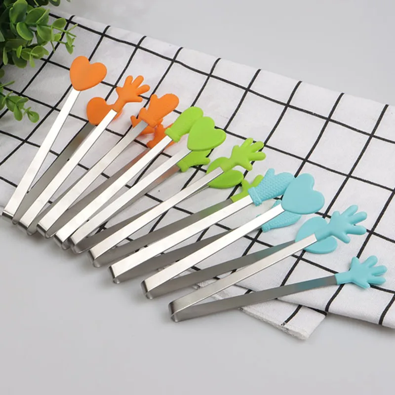 Silicone Mini Tongs Hand Shape Food Tongs Colourful Small Kids Tongs for Serving Food Ice Cube Fruits Sugar Barbecue Buffet