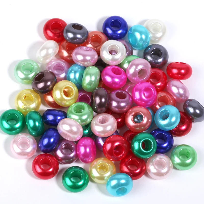 30 Stück 14mm Acrylperlen mit großem Loch, Imitationsperlen, lose Spacer-Perlen für DIY-Halsketten, Armbänder und Schmuckherstellungszubehör