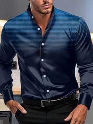 Men's Shirt Spring and Autumn new style Polka Dot Print Fashion High Street Daily Home Outdoor Leisure Cardigan Long-Sleeved Top