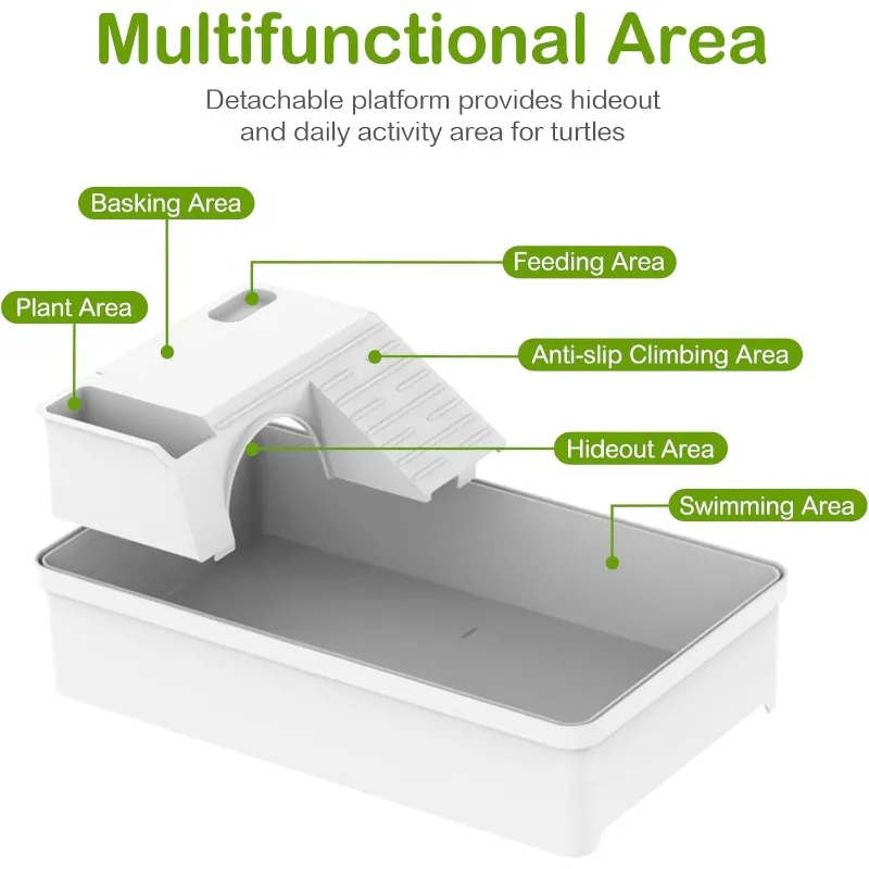 ชุด Habitat ถัง, Clioran Aquatic Tortoise Enclosure Starter Aquarium พร้อมพื้นที่มัลติฟังก์ชั่น, Hideout, UV Basking Platf