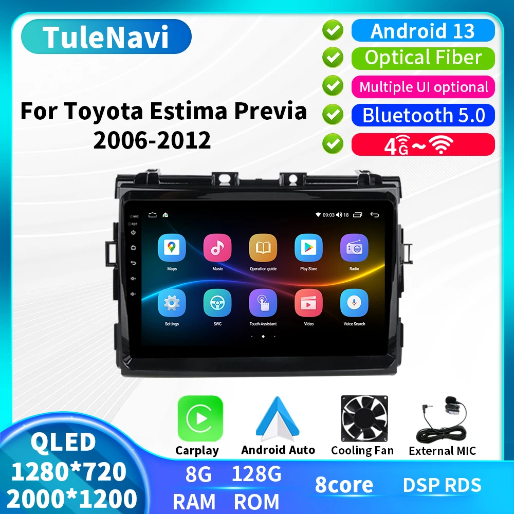 For Toyota Estima Previa 3 III XR50 2006 - 2012 Car DVD Video Stereo WIFI 4G LET Radio Android GPS Navigation Head Unit