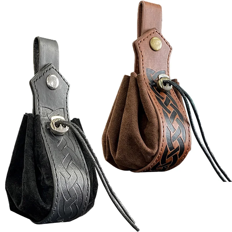 Medieval Viking Mini Bag Renaissance Leather Drawstring Belt Bag Coins Retro Pouch Knight Pirate Cosplay Costume Accessories