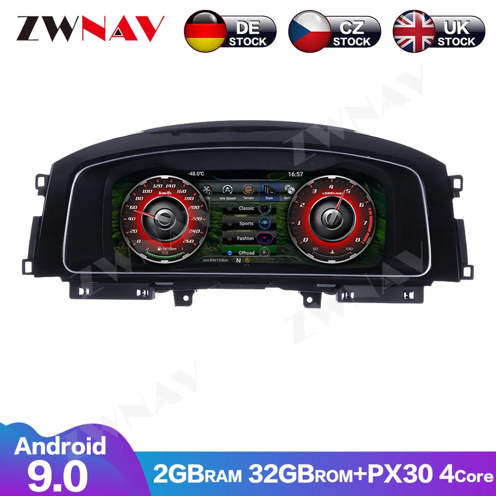 LCD Instrument Panel For Volkswagen Golf 2012-2018 12.3 Inch Digital Instrument Cluster Speedometer Cockpit Screen Plug-play