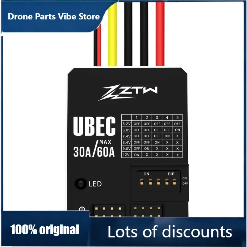 

FyOriginal ZTW UBEC 30A HV 3-18S Adjustable Output Voltage 5.2V-12V External BEC For RC Airplane Helicopter Drone Quadcopter
