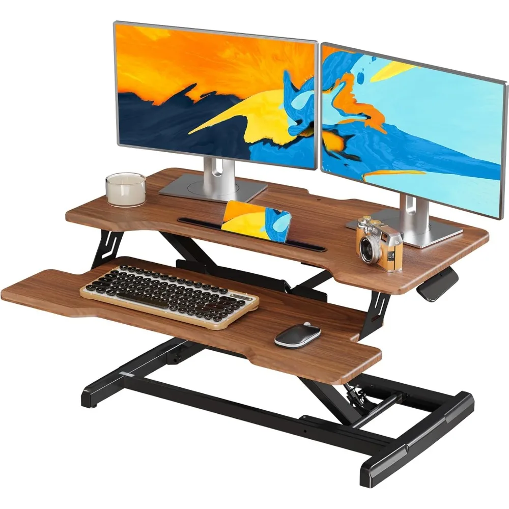 Standing Desk Converter 32 inch, Height Adjustable Sit Stand Desk Riser, Quick Sit to Stand Tabletop Dual Monitor