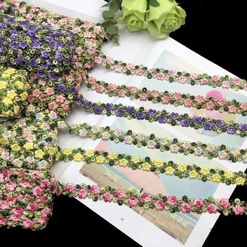 1 Yards Lace Trim Craft Flower Polyester Lace Fabric Venise Floral Embroidered Applique Decorated Lace Ribbon