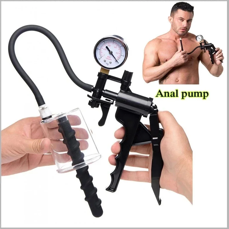 New Pressure Gage Anal Pump Vacuum Sucking Massage Anal Opening Stimulate Plug Beads Masturbator Adult Sex Toys For Men Women