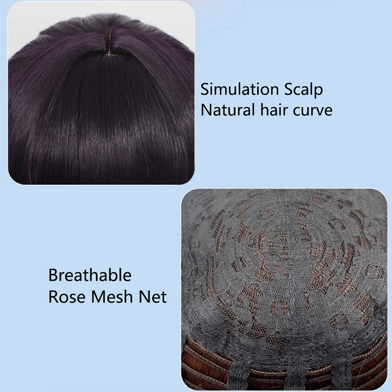 Sakayori Iroha Cosplay Cosmic Princess Kaguya Anime Wig Dark Purple Anime Cospaly Wig with Bun Anime Roleplay Synthetic Wig Heat