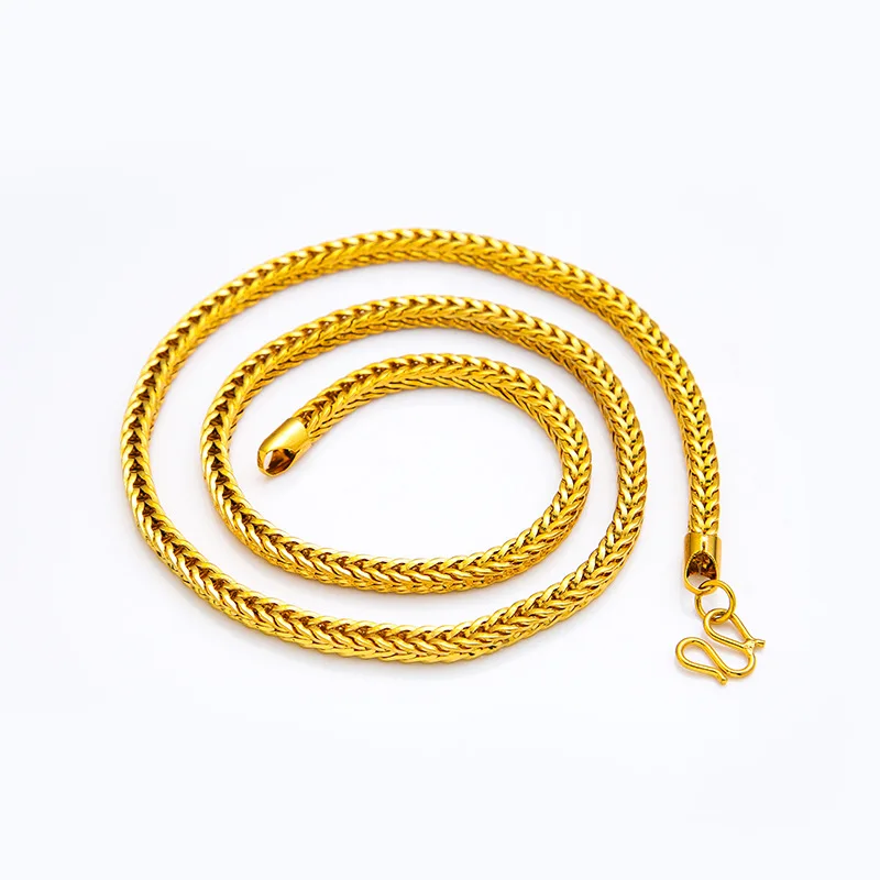 

Snake Bone Necklace Men & Women 24K Gold AU999 - Smooth links, sleek style, 24K AU999 unisex versatility