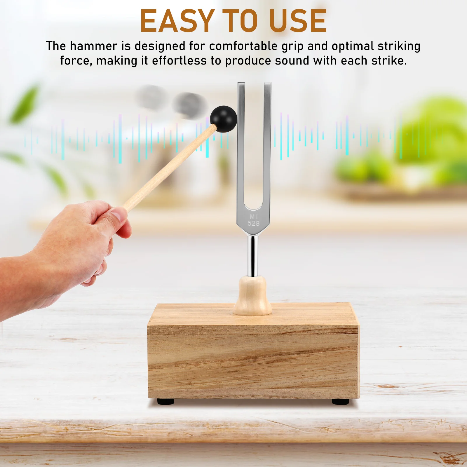 528hz Tuning Fork Wooden Voice Resonance Box Yoga Training Sound Therapy Sensory Instrument With Mallet