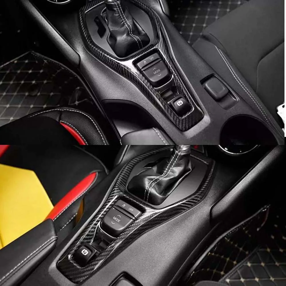 Real Dry Carbon Fiber Center Console Gear Shift Box Panel Cover Trim For Chevrolet Camaro 2016-2019