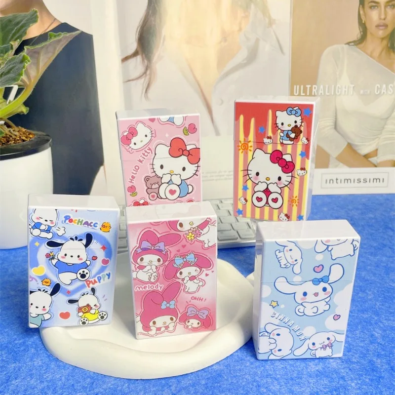 

Sanrio Hello Kitty PVC Storage Box Cinnamoroll Anime Figure Cartoon Kawaii Cigarette Case Anime Merchandise Decoration Girl Gift