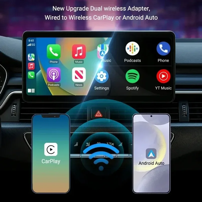 Mini Wireless CarPlay Adapter Android Auto Wireless Dongle Wifi 5.8G Auto Connect Box For iphone Android Phone