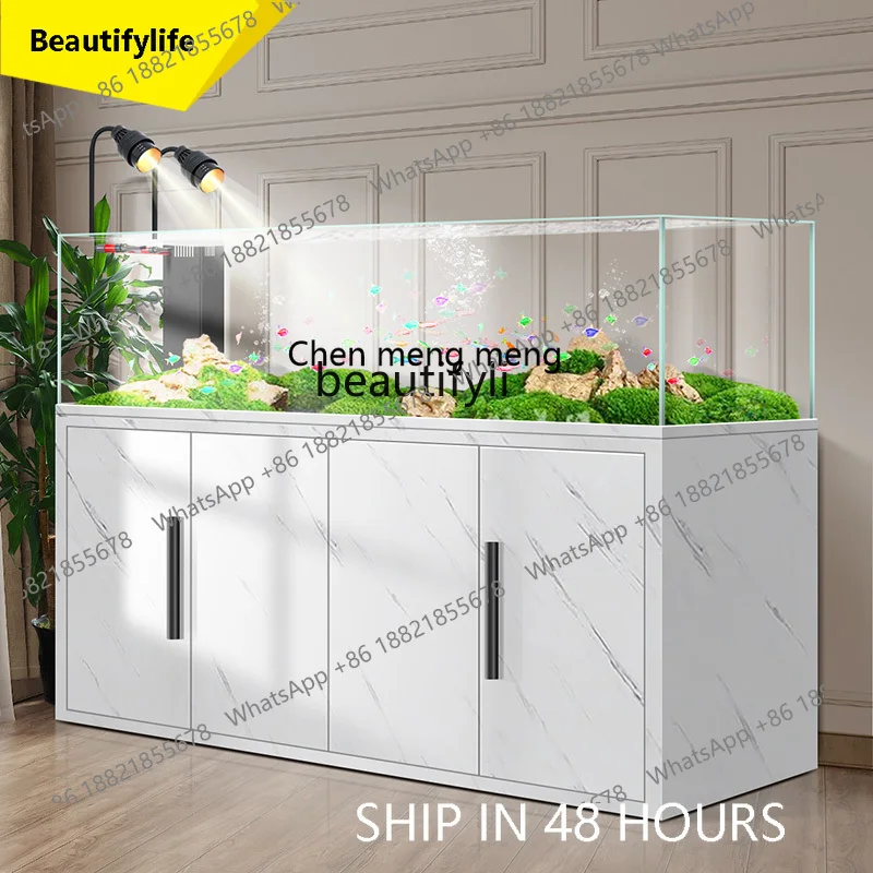 

2003 Light luxury stream tank fish tank aquarium living room grass tank bottom filter ecological water-free floor