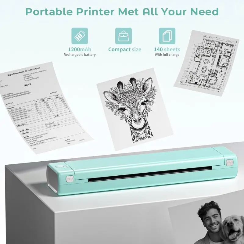 Thermal Portable Printer A4 Printing Size Contract Outsize Work Wireless Blue Tooth Thermal Printer Inkless Print For Business