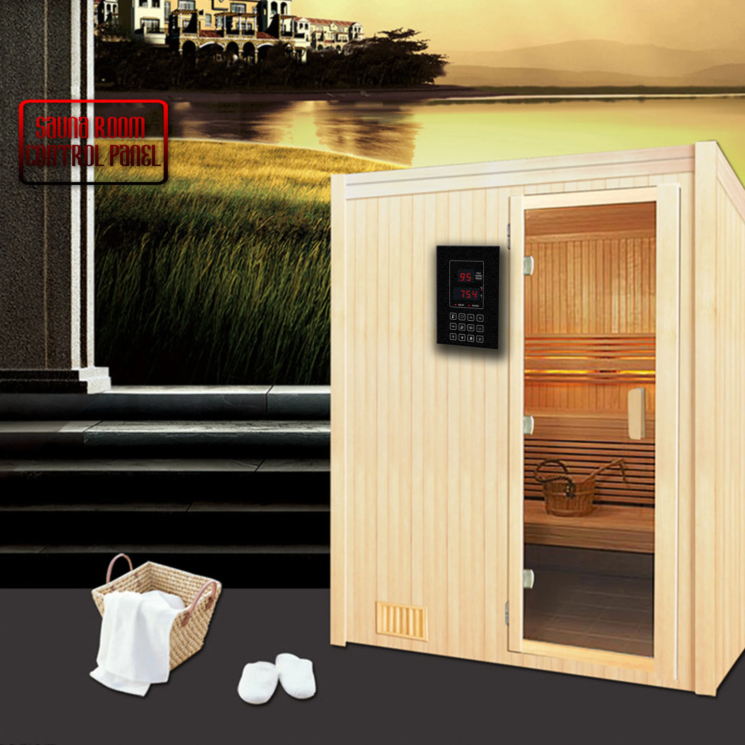 Infrared Sauna Heater Digital External Control Panel for 99 Hour Timer, Internal External Lights,Fan AUX Switch,USB MP3 FM