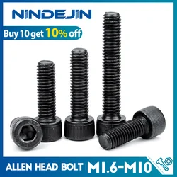 NINDEJIN Hexagon Hex Socket Cap Head Screw Bolts M1.6 M2 M2.5 M3 M4 M5 M6 M8 M10 12.9 Grade Carbon Steel Allen Screw Din912