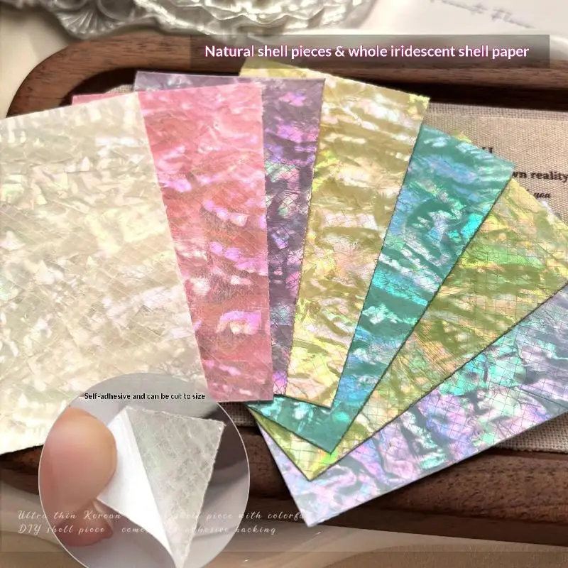 1Pcs Natural Colorful Shell Nail Art Stickers Elegant Exquisite Multicolour Nail Decoration Decals DIY Self Adhesive Nail Charm