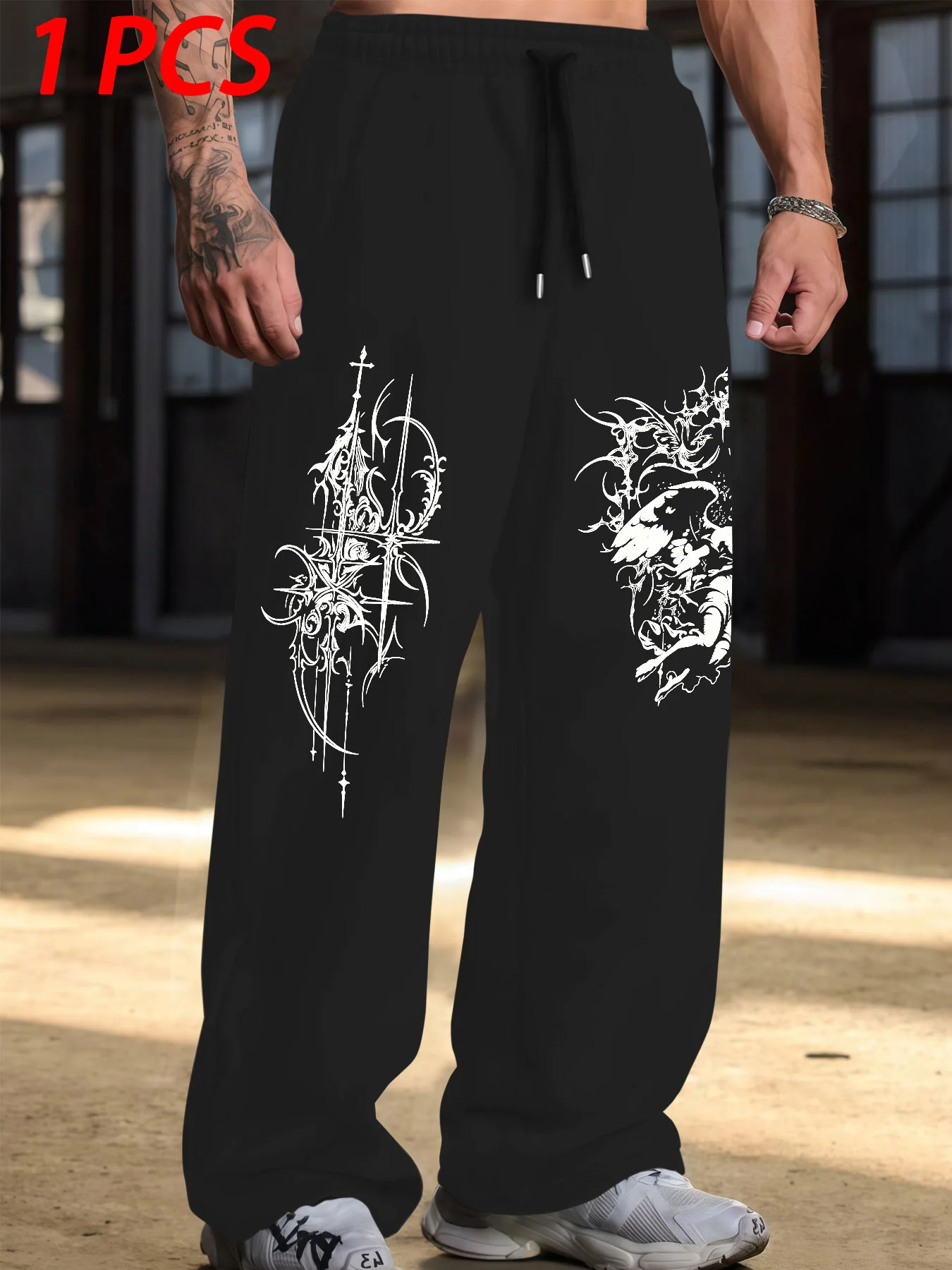 

Demon and Angel Fighting Print Pattern Trendy Street Style Design Drawstring Trousers Versatile Clothing for All Occasions