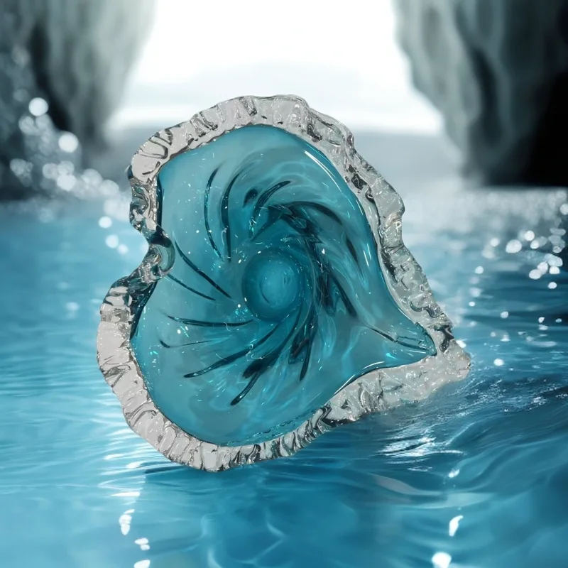 Modern Luxury Blue Heart-shaped Ocean Heart Glass Fruit Plate For Home Living Room Tabletop Decoration