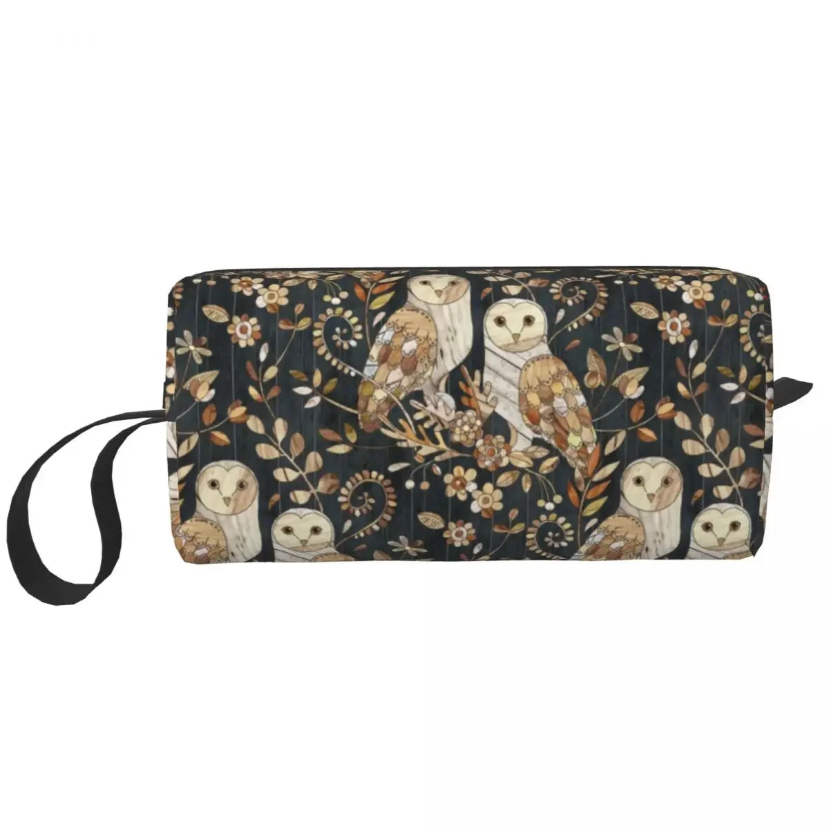 Wooden Wonderland Barn Owl Makeup Bag for Women Travel Cosmetic Organizer Cute Storage Toiletry Bags