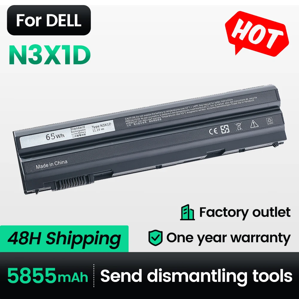 N3X1D Laptop Battery for Dell Latitude E5420 E6540 E5430 E5520 E5530 E6420 E6520E6430 E6440 Inspiron 5420 Replace Batteries 65Wh