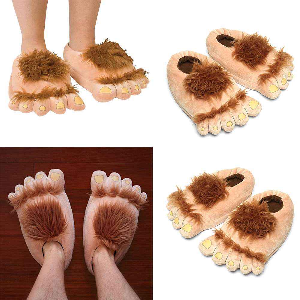 Fashion Furry Adventure Warm Slippers Big Hairy Unisex Savage Monster Plush Home Slippers Indoor Shoes