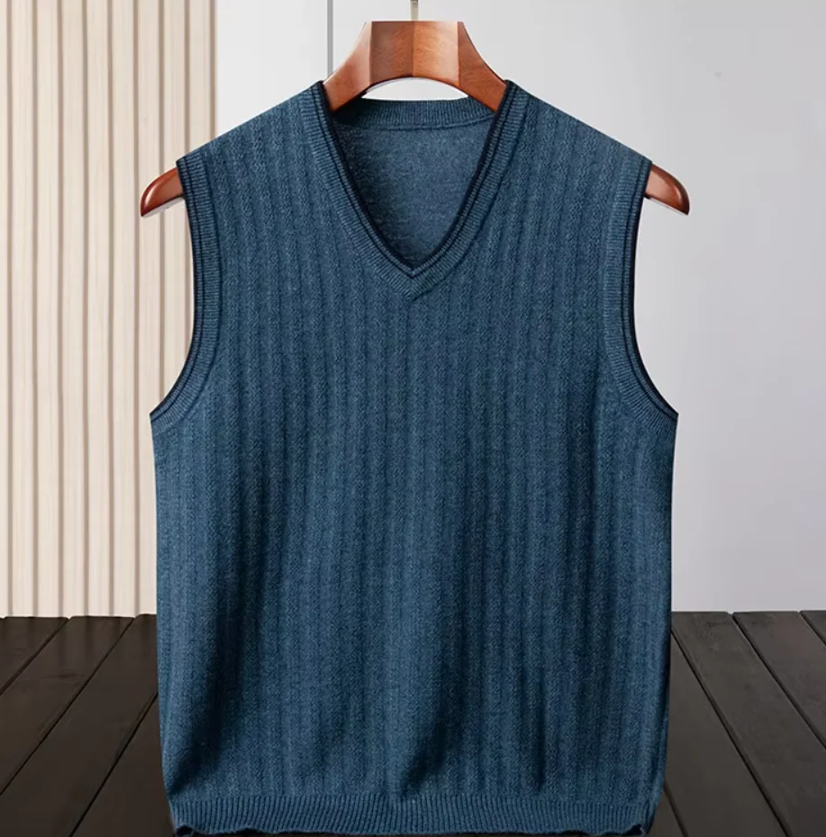 Pure cashmere sweater cardigan men's middle-aged and elderly padded cashmere sweater plus size loose knit coat